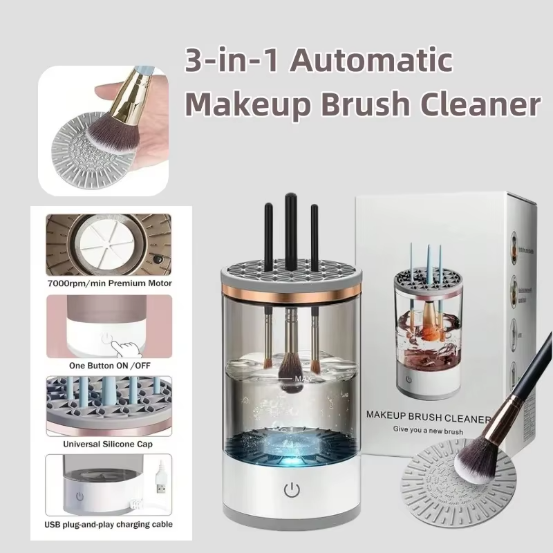 GlamClean Pro™ - Detergente Elettrico 3-in-1 per Pennelli Trucco